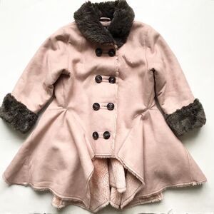 Jean Bourget pink faux suede flare jacket EUC 6Y